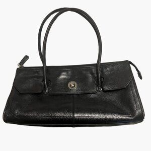 Pelle Studio Black Leather Handbag Good used condition Could use a polish & buff